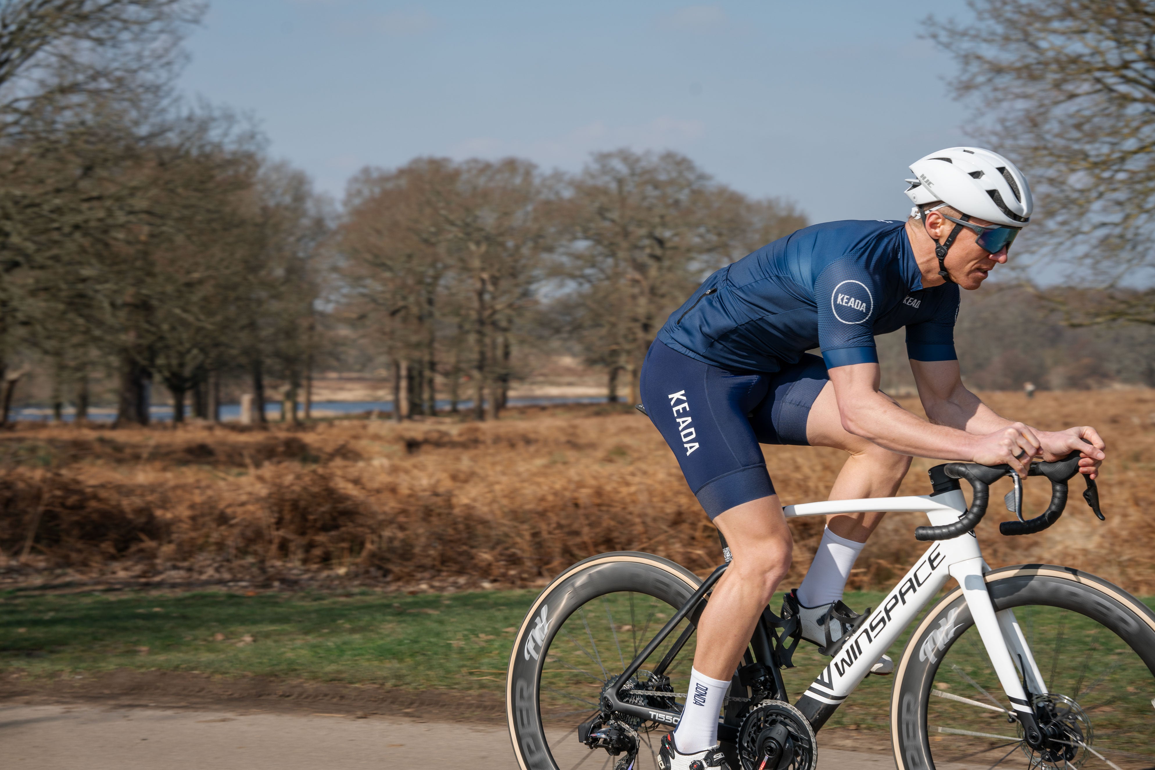 Maillot ciclista de manga corta Essential para hombre - Azul marino