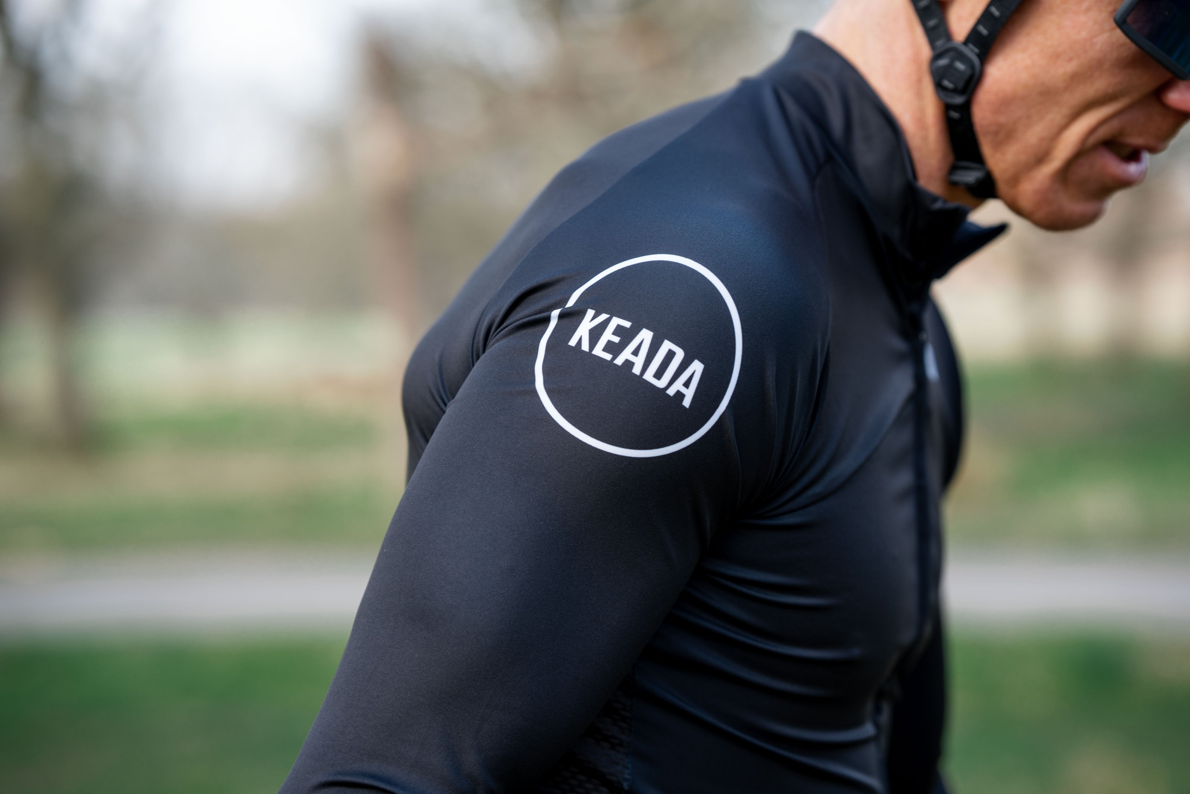 Maillot ciclista de manga larga Essential para hombre - Negro