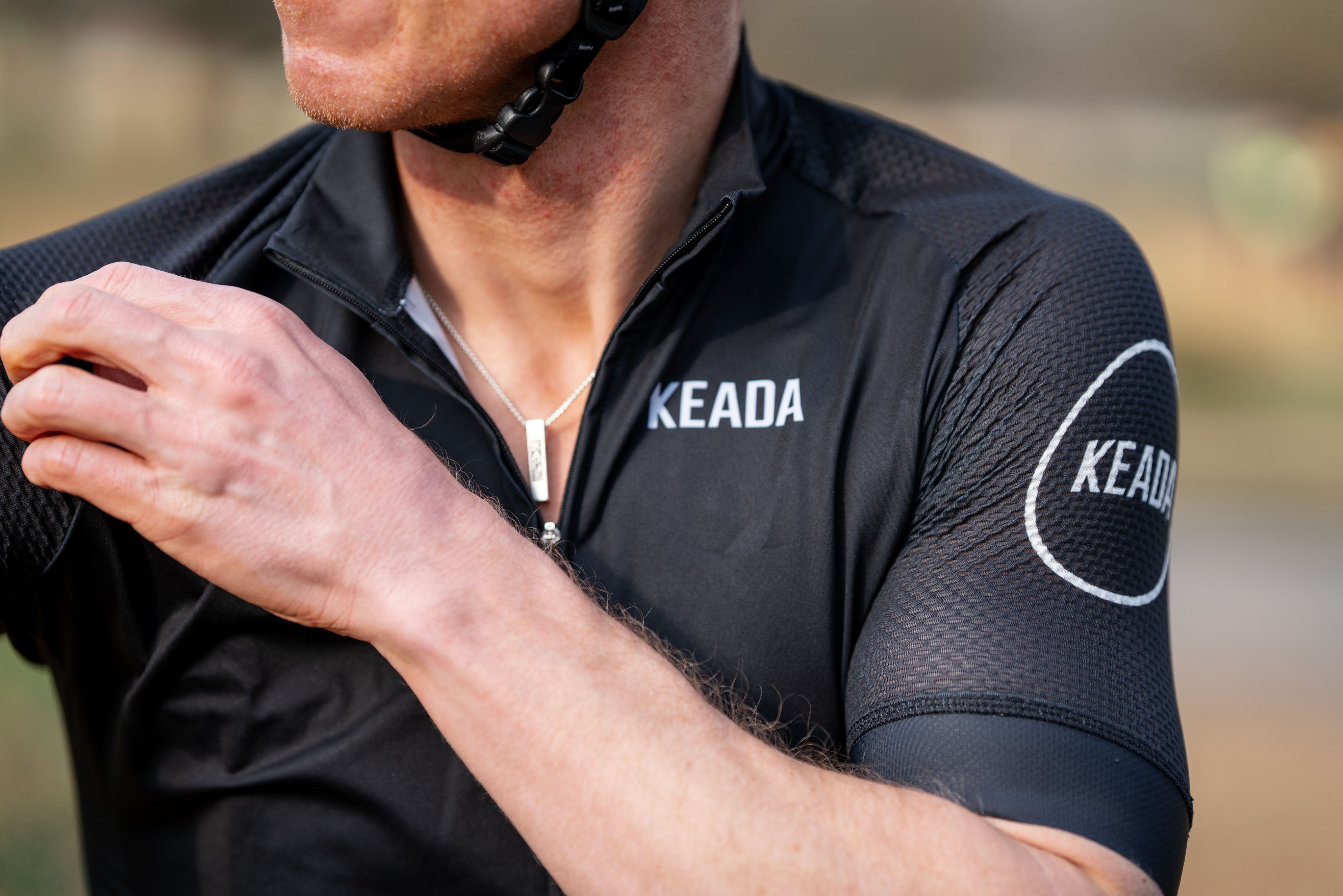 Maillot ciclista de manga corta Essential para hombre - Negro