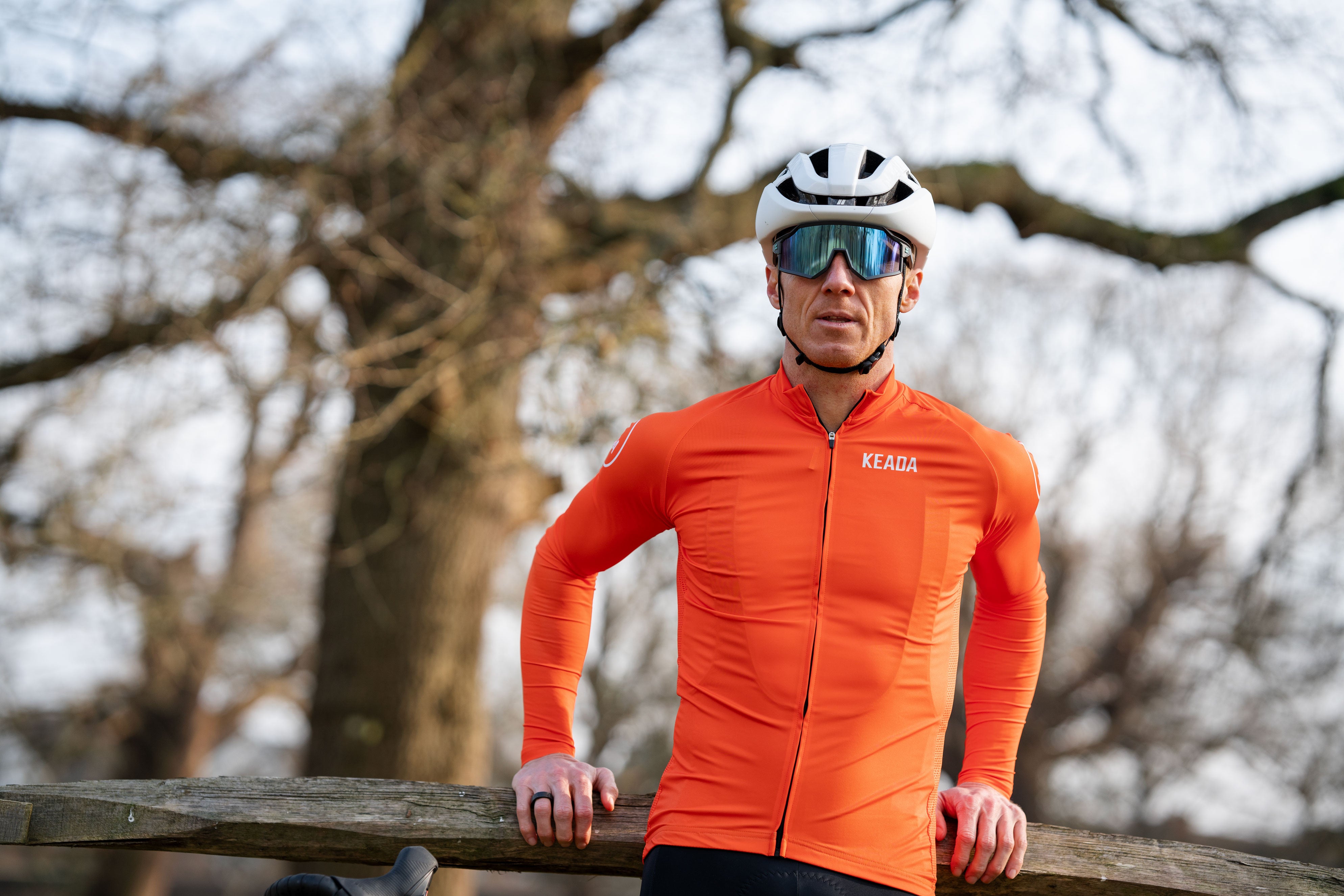 Maillot de cyclisme essentiel à manches longues pour hommes - Orange